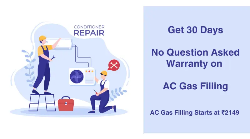get 15 days service warranty on ac gas filling with one point services